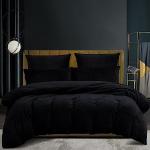 Reduzierte Schwarze Bettwäsche Sets & Bettwäsche Garnituren mit Reißverschluss aus Teddy 155x220 3-teilig 