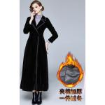 Schwarze Vintage Maxi Trenchcoats lang aus Samt für Damen Größe XXL für den für den Winter 