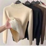 Braune Oversize Rollkragen Kaschmir-Pullover aus Wolle für Damen Größe XXL für den für den Winter 