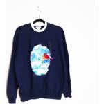 Marineblaue Vintage Herrensweatshirts mit Tiermotiv maschinenwaschbar Weihnachten für den für den Winter 