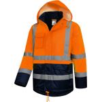 Orange Wasserdichte Warnschutzjacken mit Reißverschluss aus Polyester mit Kapuze Größe 4 XL für den für den Winter 