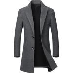 Anthrazitfarbene Maxi Trenchcoats lang aus Wolle mit Kapuze für Herren Größe 4 XL für den für den Winter 