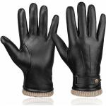 Reduzierte Schwarze Wasserdichte Winddichte Touchscreen-Handschuhe aus Leder für Herren Größe XL 