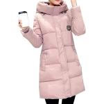 Lila Gesteppte Elegante Maxi Daunenmäntel lang mit Kapuze für Damen Größe XXL Große Größen für den für den Winter 
