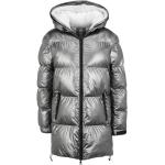 Reduzierte Silberne Gesteppte No. 1 Como Damensteppmäntel & Damenpuffercoats Metallic mit Reißverschluss aus Kunstfaser mit Kapuze für den für den Winter 