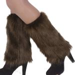 Braune Unifarbene Beinstulpen aus Kunstfell für Damen für den für den Winter 