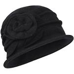 Schwarze Unifarbene Glockenhüte aus Wolle 56 für Damen Übergrößen für den für den Winter 