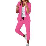 Pinke Unifarbene Business Damenhosenanzüge aus Samt Größe L Große Größen 2-teilig für den für den Sommer 