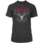 Anthrazitfarbene Melierte Kurzärmelige The Witcher T-Shirts aus Jersey für Herren Größe XXL 