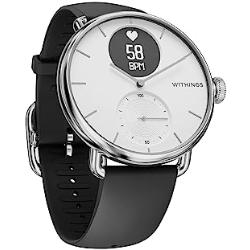 Withings Scanwatch – Hybrid-Smartwatch mit EKG, Herzfrequenz, SPO2 und Schlaf-Tracking, Sport-Smartwatch, Schrittzähler-Smartwatch mit Ladegerät – 38 mm – Weiß