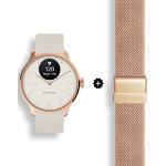 Sandfarbene Withings Runde Hybrid Smartwatches mit Milanaise-Armband für Damen 