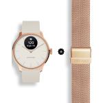 Sandfarbene Withings Hybrid Smartwatches mit Milanaise-Armband für Damen 