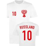 WM EM Trikot - Russland 10 - Mädchen T-Shirt - Weiss/Rot Gr. 152-164