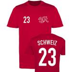 WM EM Trikot - Schweiz 23 - Herren T-Shirt - Rot/Weiss Gr. L