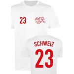 WM EM Trikot - Schweiz 23 - Herren T-Shirt - Weiss/Rot Gr. S