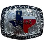 WMG Texas State Gürtelschnalle Flagge Karte Cowboy Rodeo Western Fashion Star Gold Ton Farbe, silber, schwarz, Medium