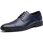 Blaue Business Hochzeitsschuhe & Oxford Schuhe mit Schnürsenkel aus Leder leicht für Herren Größe 48 mit Absatzhöhe bis 3cm 