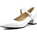 Weiße Vintage Runde High Heels & Stiletto-Pumps mit Schnalle aus PU für Damen Größe 38 zur Hochzeit für den für den Sommer 