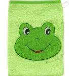 Grüne Bestickte Kinderwaschlappen & Kinderwaschhandschuhe mit Tiermotiv 15x20 