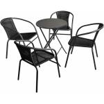 Schwarze Polyrattan Gartenstühle aus Aluminium stapelbar Breite 50-100cm, Höhe 50-100cm, Tiefe 50-100cm 5-teilig 