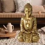 Goldene Moderne 20 cm Boltze Buddha Figuren aus Kunstharz 