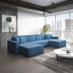 Marineblaue Moderne Fun-Möbel L-förmige Wohnlandschaften aus Stoff mit Bettkasten Breite 350-400cm, Höhe 50-100cm, Tiefe 150-200cm 