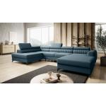 Blaue Moderne Fun-Möbel U-förmige Wohnlandschaften U-Form aus Stoff mit Bettkasten Breite 300-350cm, Höhe 0-50cm, Tiefe 50-100cm 
