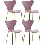 Wohnling Esszimmerstuhl »WL6.419«, Design 4er Set Pink Kunststoff mit goldenen Metallbeinen, Küchenstuhl Skandinavisch ohne Armlehne