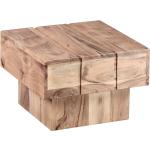 Braune Wohnling Quadratische Beistelltische Holz Lackierte aus Massivholz 