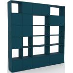 Wohnwand Blaugrün - Individuelle Designer-Regalwand: Türen in Blaugrün - Hochwertige Materialien - 228 x 233 x 34 cm, Konfigurator