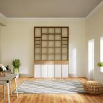 Wohnwand Weiß - Individuelle Designer-Regalwand: Schubladen in Eiche & Türen in Weiß - Hochwertige Materialien - 195 x 291 x 34 cm, Konfigurator