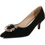 Schwarze Elegante Karree High Heels & Stiletto-Pumps ohne Verschluss aus Veloursleder für Damen Größe 44 