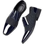 Blaue Business Lederschuhe & Kunstlederschuhe mit Schnürsenkel aus Leder atmungsaktiv für Herren Größe 43 zur Hochzeit 