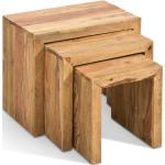 Braune Rustikale Wolf Möbel Yoga Beistelltisch Sets aus Massivholz 