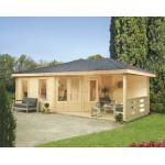5-Eck-Gartenhäuser 40mm aus Massivholz mit Terrasse Blockbohlenbauweise 
