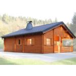 Skandinavische Wolff Finnhaus Natural Line Vogelsberg Ferienhäuser 70mm aus Holz mit Terrasse 