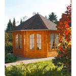 WOLFF Holzpavillon »Roma 4.0«, achteckig, achteckig, BxT: 400 x 400 cm, inkl. Dacheindeckung - beige beige