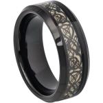 Schwarze Keltische Ringe aus Wolfram personalisiert zum Jubiläum 