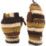 Braune Gestreifte Fingerlose Handschuhe & Halbfinger-Handschuhe aus Wolle für Herren für den für den Winter 