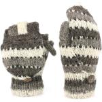 Hellbeige Gestreifte Fingerlose Handschuhe & Halbfinger-Handschuhe aus Wolle für Herren für den für den Winter 