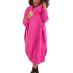 Anthrazitfarbene Oversize Strickkleider aus Wolle für Damen Große Größen 