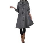 Graue Oversize Wasserdichte Atmungsaktive Trenchcoats lang mit Knopf aus Wolle für Damen Größe 3 XL für den für den Herbst 