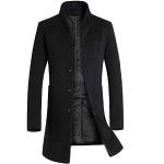 Schwarze Unifarbene Oversize Wasserdichte Winddichte Trenchcoats lang mit Knopf aus Leder für Herren Größe L für den für den Winter 