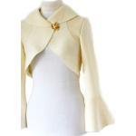 Cremefarbene Elegante Brautjacken & Brautboleros aus Wolle Handwäsche für Damen Größe XS für die Braut 