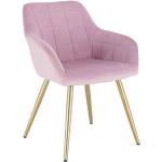 2er Set Esszimmerstuhl Polsterstuhl Rosa Pink Stoff Samt gesteppt Stuhl 