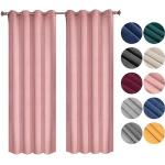 Dunkelrosa Unifarbene Woltu Gardinen-Sets strukturiert aus Polyester blickdicht 