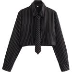 Schwarze Langärmelige Rollkragen Rollkragenshirts aus Polyester Cropped für Damen Größe XS für den für den Winter 