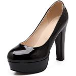 Schwarze Runde Pfennigabsatz High Heels & Stiletto-Pumps ohne Verschluss für Damen Größe 45 