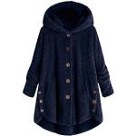 Marineblaue Vintage Kaschmir-Pullover mit Reißverschluss aus Wolle mit Kapuze für Damen Größe L Große Größen für den für den Herbst 