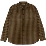 Reduzierte Braune Karo Casual Langärmelige Wood Wood Nachhaltige Shirts mit Tasche aus Flanell für Herren Größe S für den für den Winter 